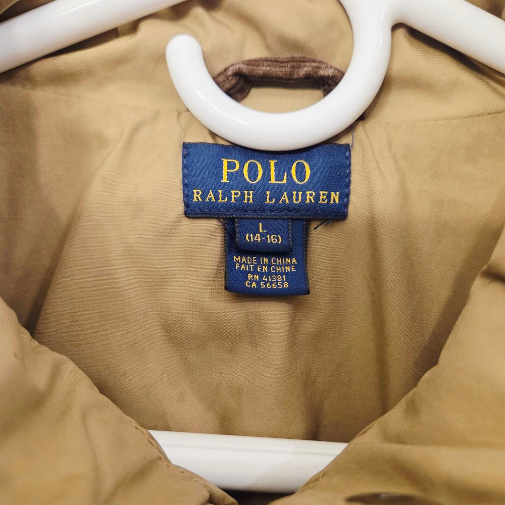 Polo Ralph Lauren kids Tan Quilted Lightweight Jacket size large 14-16 - Picture 5 of 6